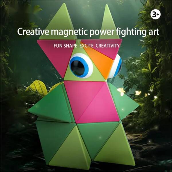 Art Magnetic Building Tiles Colorful Block Bricks Toys - 图片 4