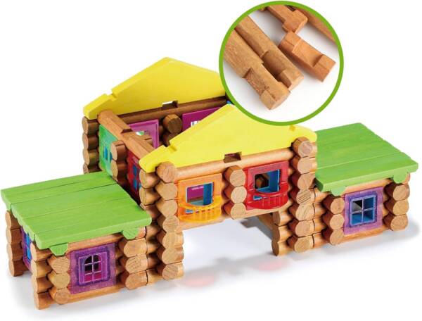 270pcs Real Wood Logs Set Ages 3+, Classic Building Log Gift Set for Boys/Girls - 图片 3