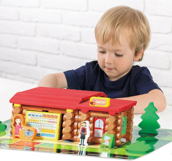 130pcs Real Wood Classic Building Log Gift Set Top Blocks Game Kit