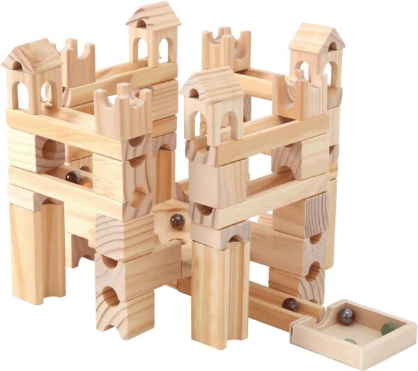Wooden Marble Run for Kids 80 Pieces Building Blocks Toys - 图片 4