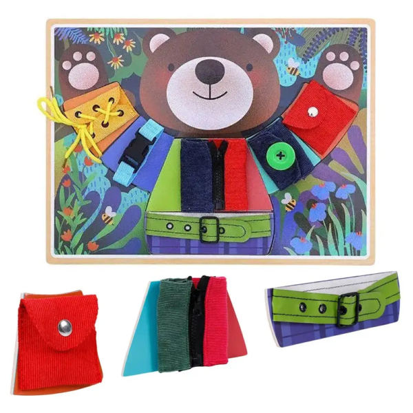 Cat/Bear Puzzle with textures and fasteners/sounds/hand-eye coordination - 图片 2