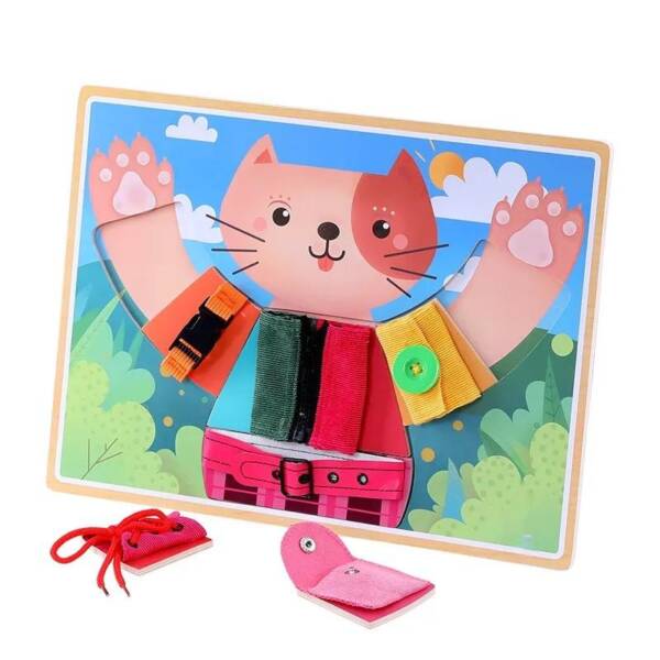 Cat/Bear Puzzle with textures and fasteners/sounds/hand-eye coordination