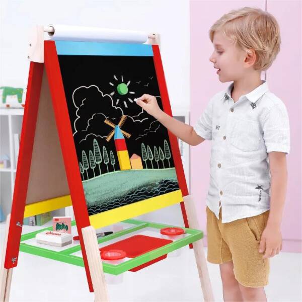 Children's Easel Magnetic Wooden Multi-functional Double-sided Drawing Board