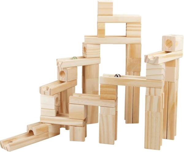 60PCS Wooden Marbles Running Blocks Toys Early Learning Building Games - 图片 2